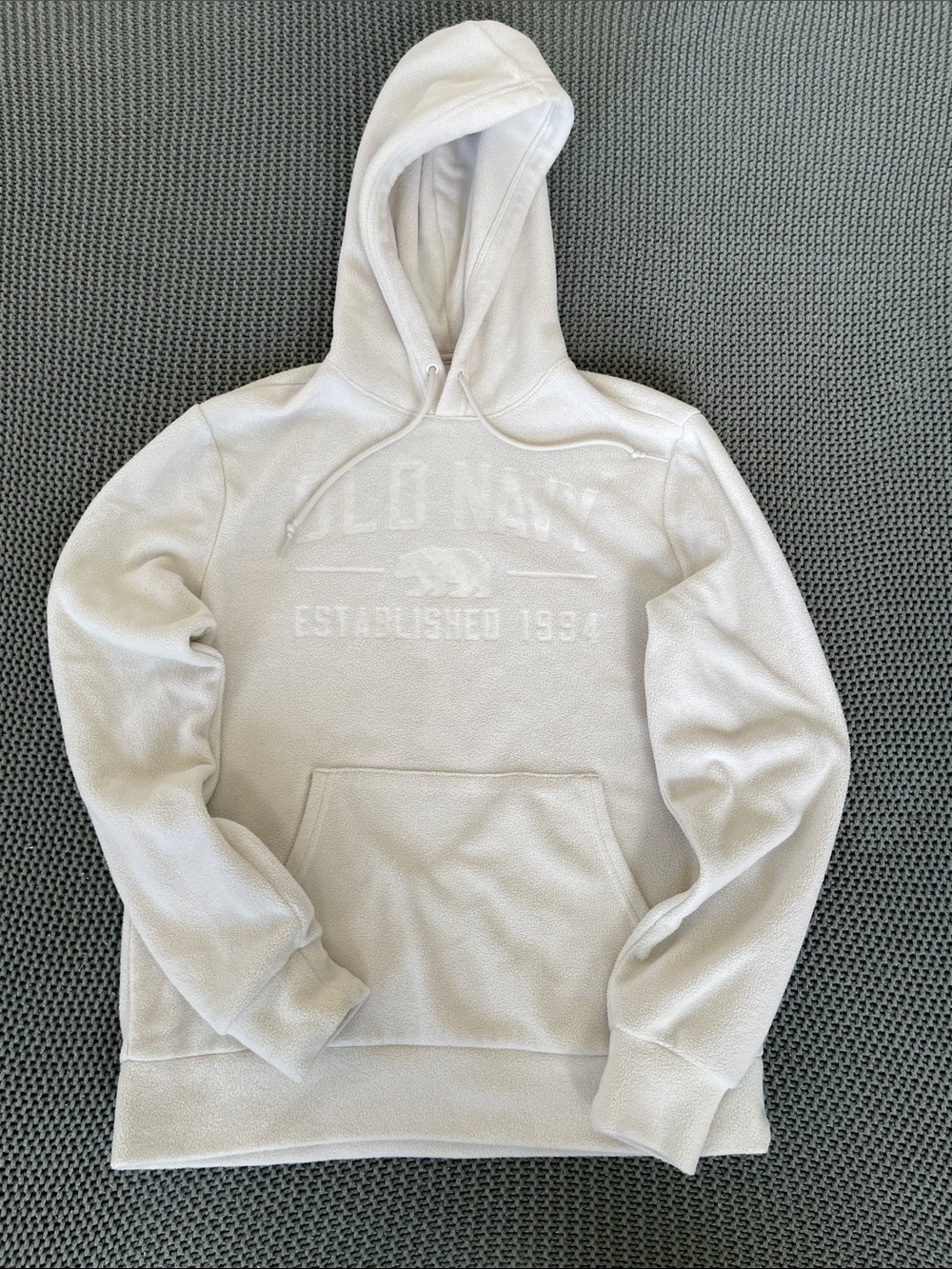 Old Navy Cream Embossed Logo Hoodie Pullover